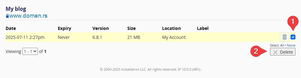 Backup Delete