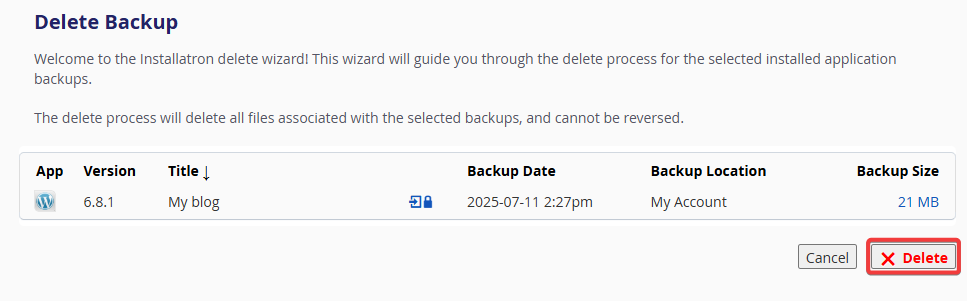 Confirm Delete