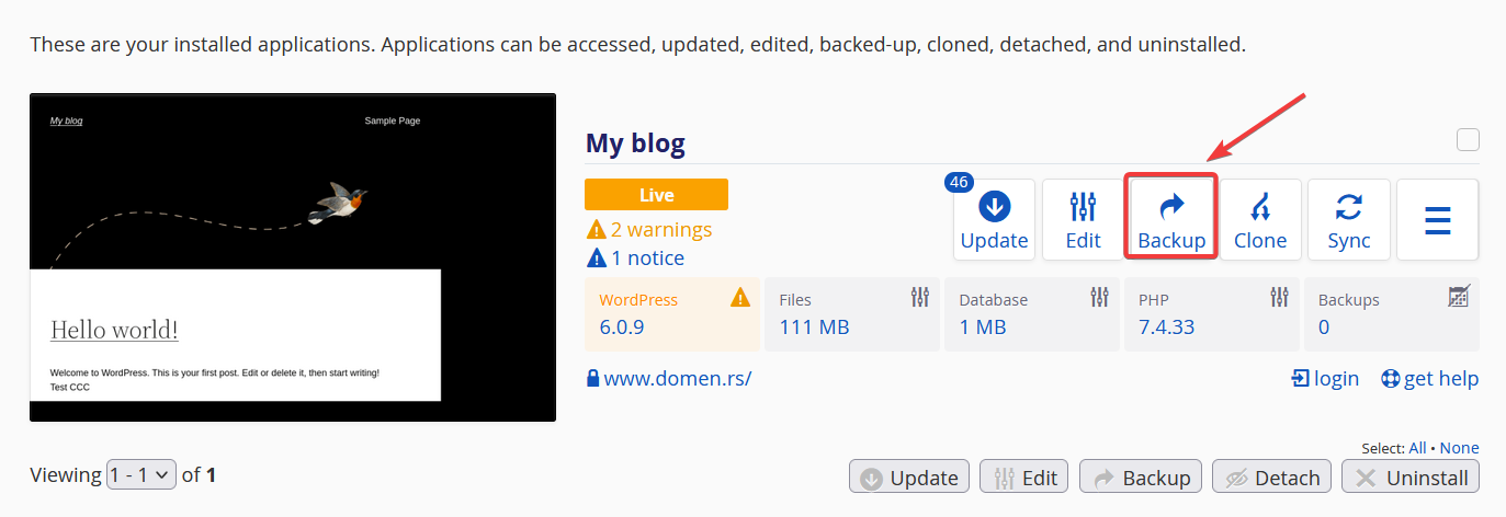 Create backup