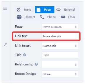 sitejet menu link name