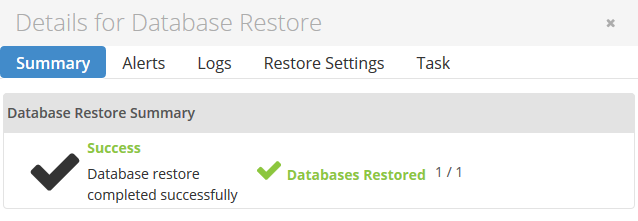DB restore completed