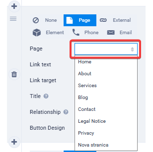 sitejet izbor meni stranice