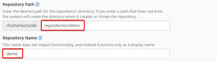 cPanel git putanja do repozitorije i naziv