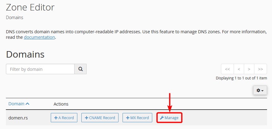 Zone editor Manage