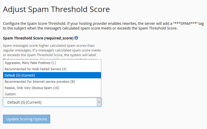 Spam treshold score-1