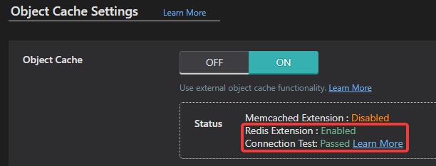 wordpress redis test passed