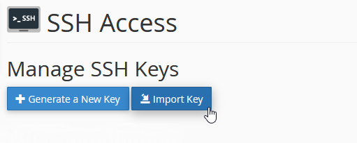 cPanel - manage ssh keys