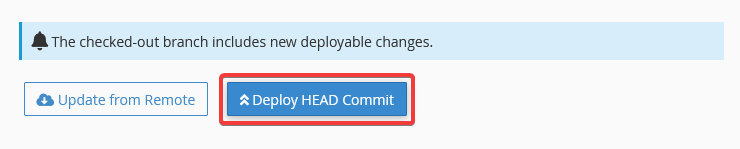 cPanel git deploy head commit