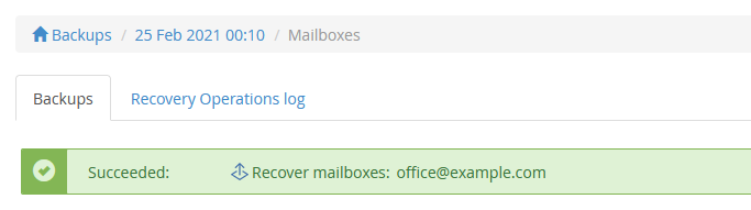 Acronis email backup završen